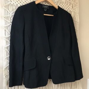 St. John Caviar One-Button Blazer – Black – Size 10